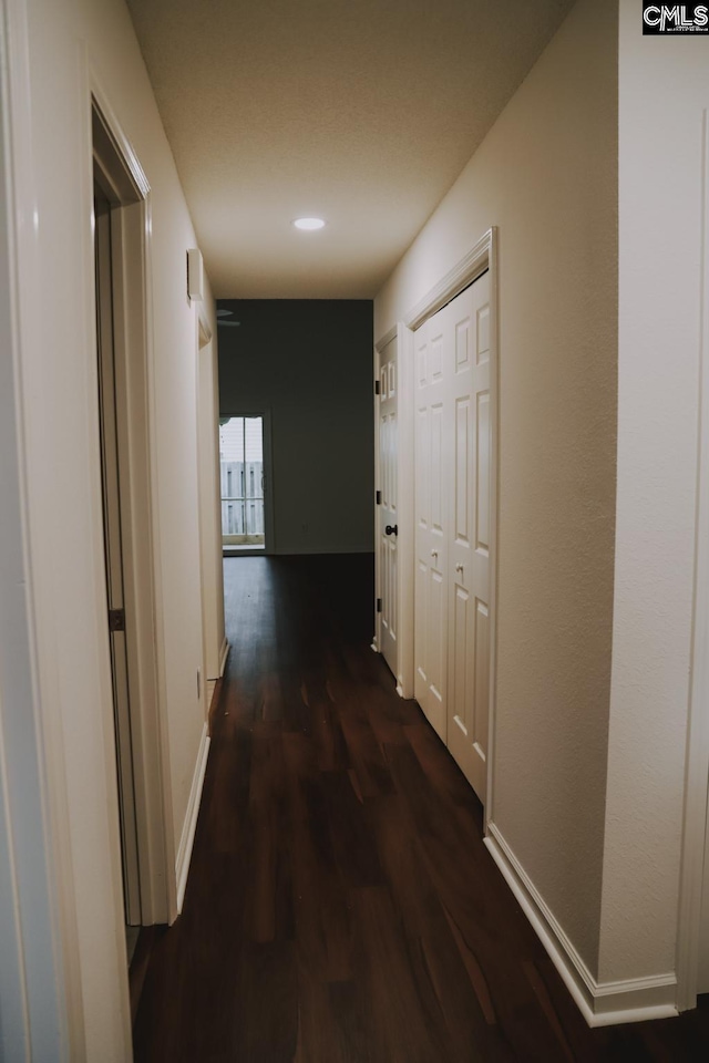 hallway featuring dark hardwood / wood-style floors