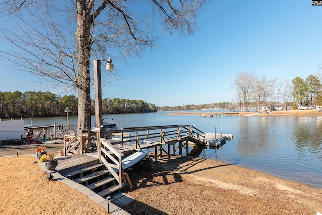 dock area featuring a water view