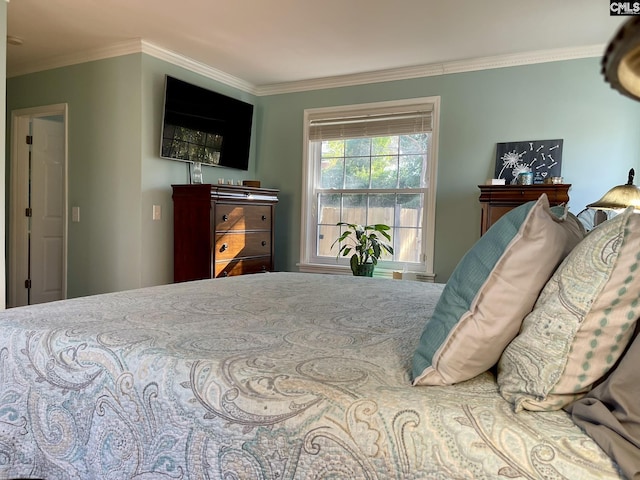 bedroom featuring crown molding