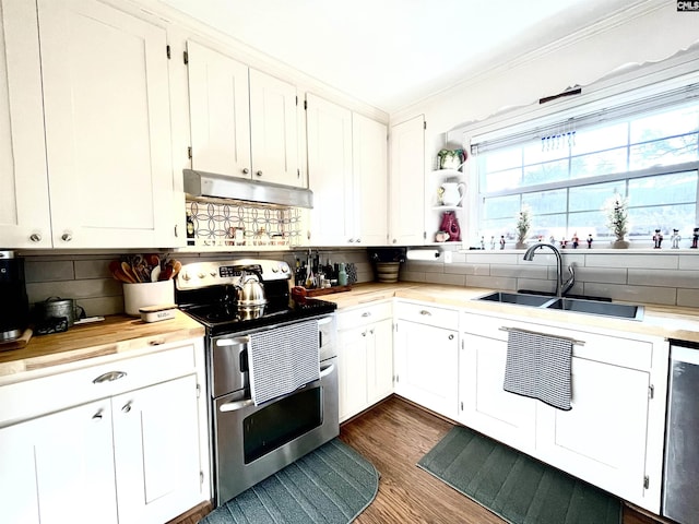 kitchen featuring white cabinetry, appliances with stainless steel finishes, and sink