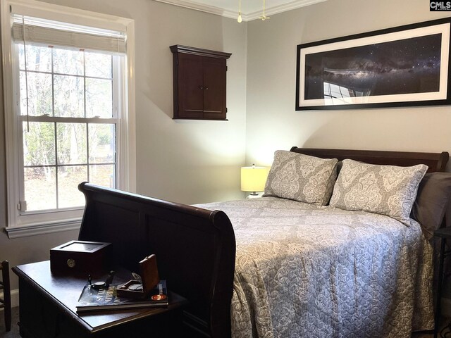 bedroom featuring crown molding