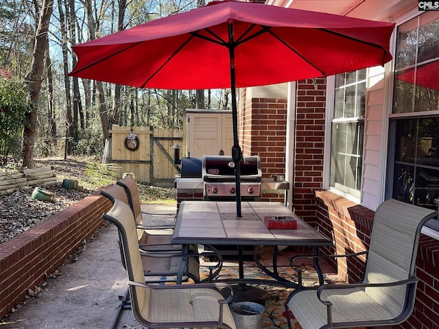 view of patio / terrace featuring a grill