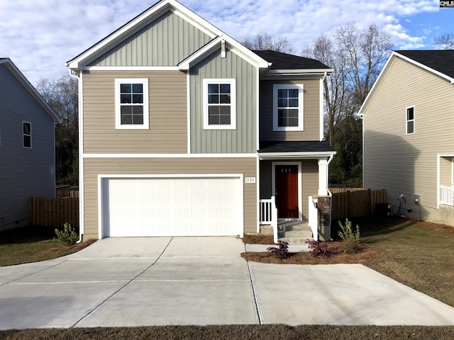 view of property with a garage