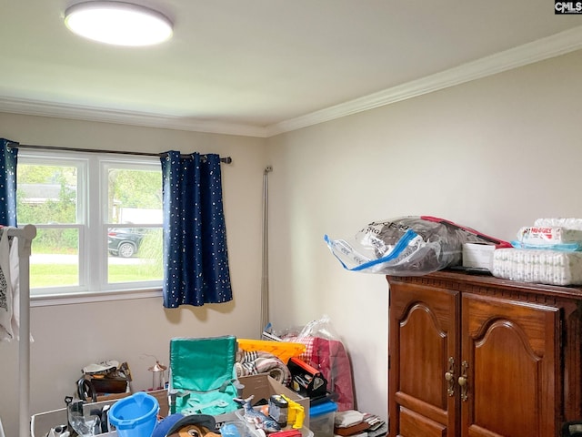 bedroom with ornamental molding