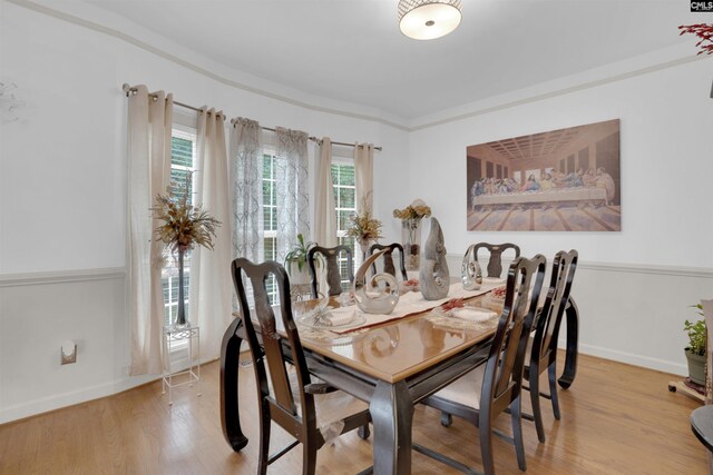 dining area with light wood-type flooring