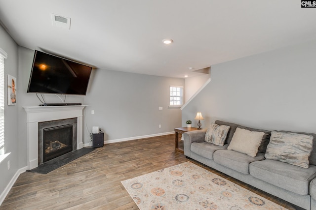 living room featuring hardwood / wood-style flooring