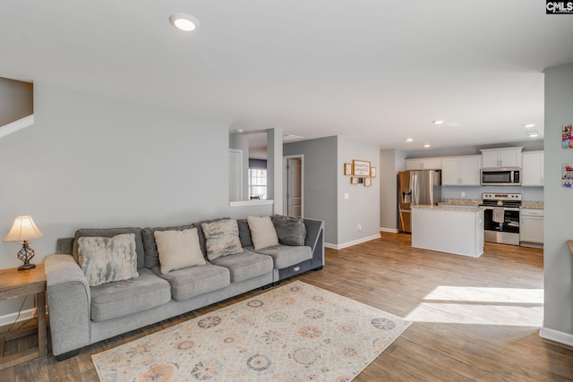 living room featuring light wood-type flooring