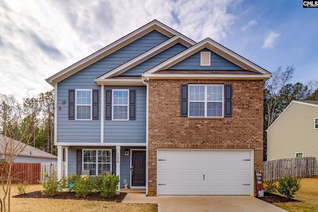 view of front of property with a garage