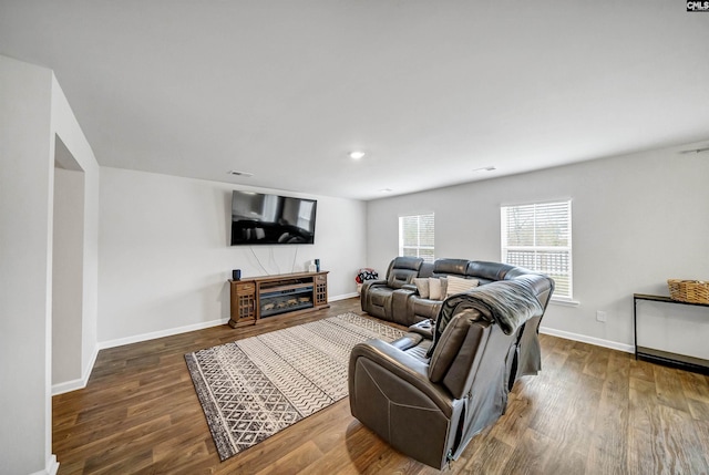 living room featuring hardwood / wood-style flooring