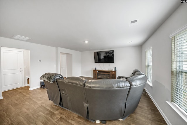 living room featuring wood-type flooring