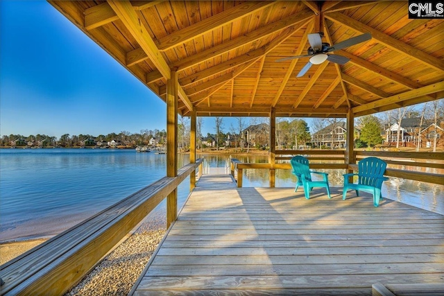 dock area featuring a gazebo and a water view