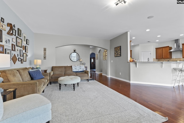 living room featuring hardwood / wood-style flooring