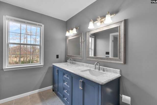 bathroom with tile patterned flooring and vanity