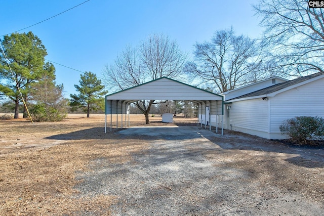 view of parking with a carport