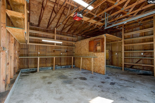 garage with a garage door opener