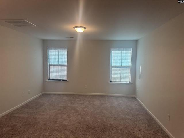 carpeted spare room featuring a wealth of natural light