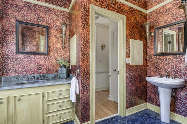 bathroom with tile patterned flooring