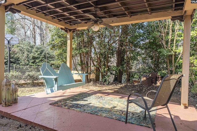 view of patio / terrace featuring ceiling fan