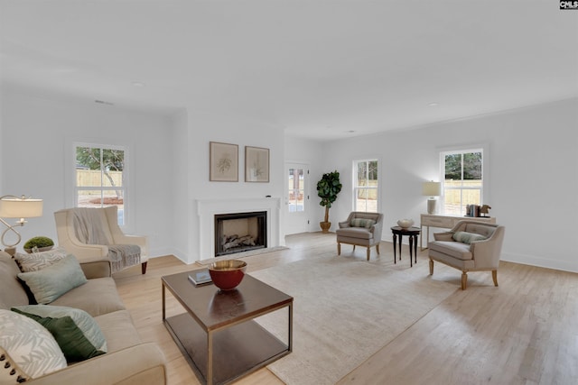 living room with light hardwood / wood-style floors