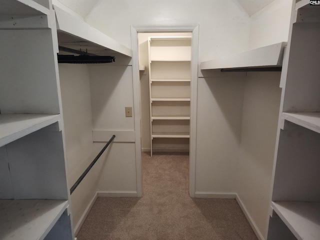 spacious closet with light colored carpet