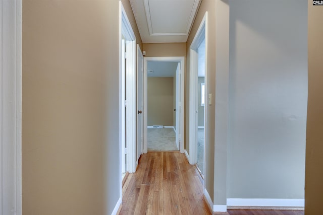 corridor featuring light hardwood / wood-style flooring