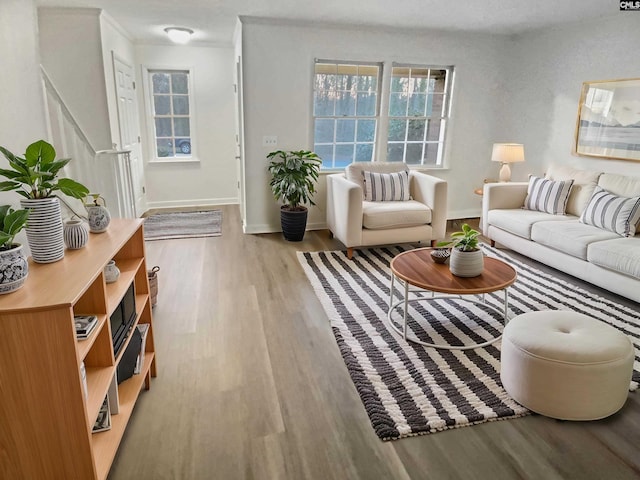 living room featuring light wood-type flooring