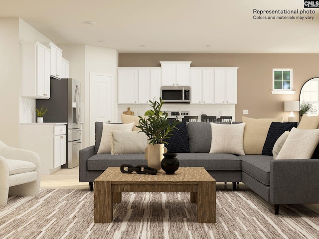 living room featuring light wood-type flooring