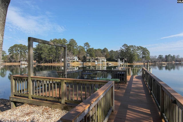 dock area featuring a water view