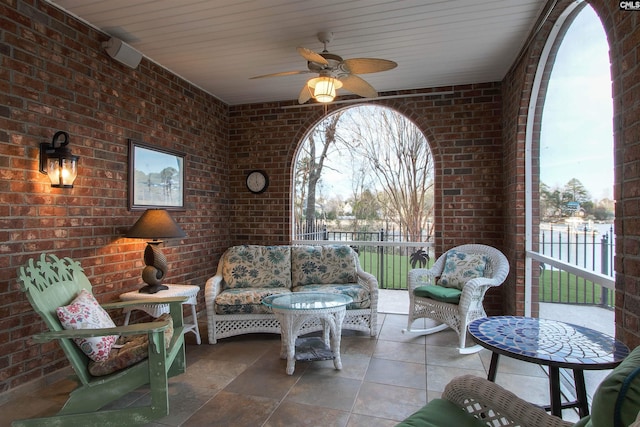 view of patio / terrace featuring an outdoor hangout area and ceiling fan