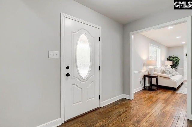 entrance foyer with wood-type flooring