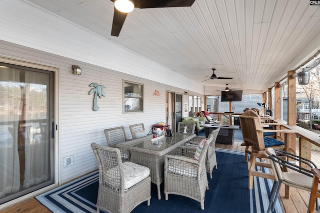 view of patio with ceiling fan