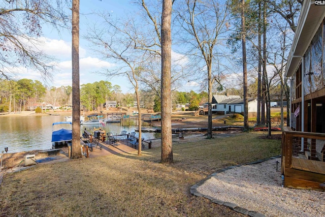 view of yard with a water view