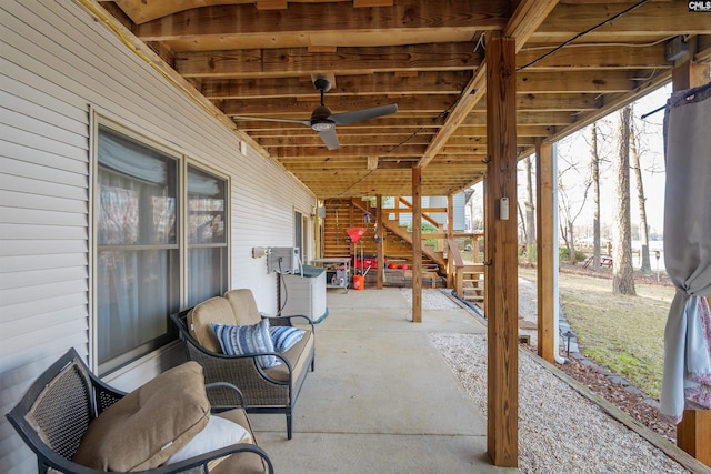 view of patio / terrace featuring ceiling fan