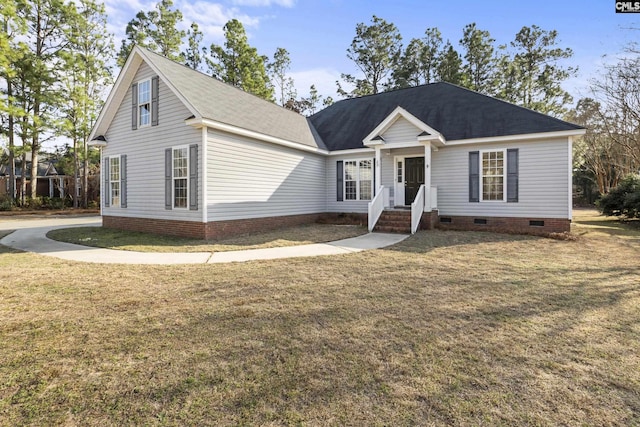 view of front of home with a front lawn