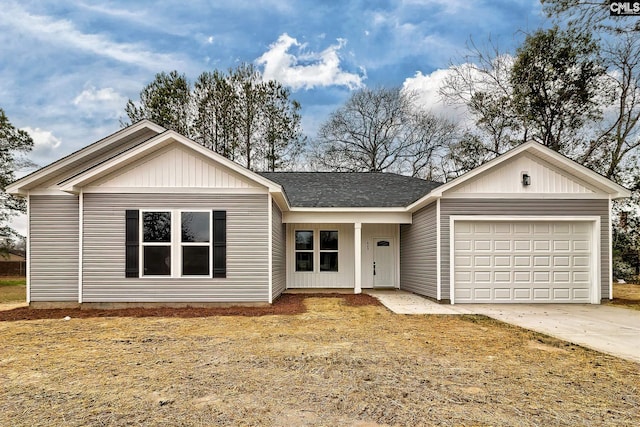 ranch-style home with a garage