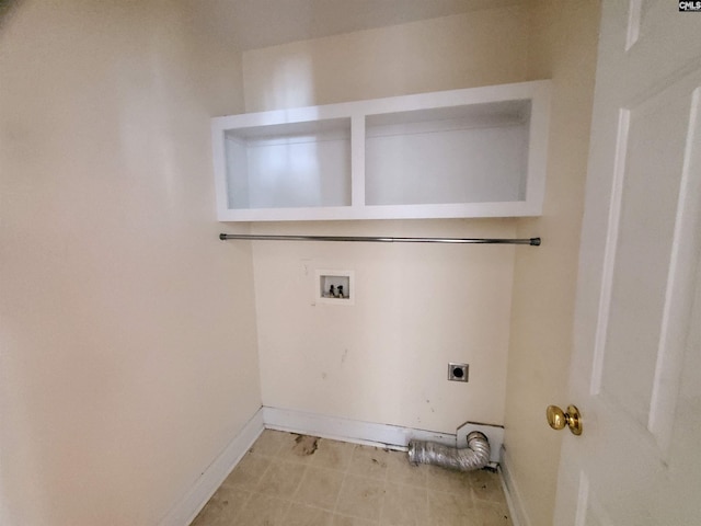 clothes washing area featuring washer hookup and hookup for an electric dryer