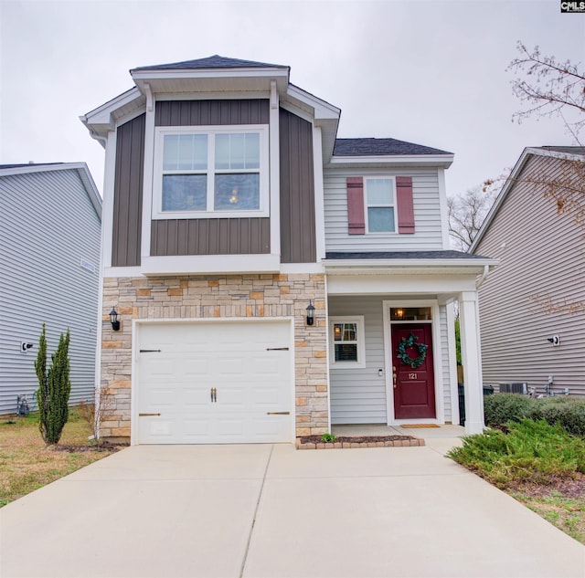 view of front of house with a garage