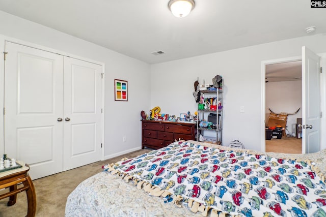 576 Flat Creek Dr, Blythewood, SC 29016 - carpeted bedroom with a closet, visible vents, and baseboards