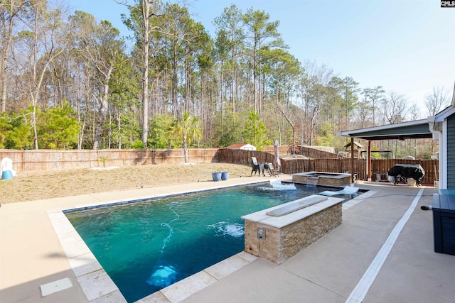 576 Flat Creek Dr, Blythewood, SC 29016 - view of pool featuring a pool with connected hot tub, a fenced backyard, and a patio area