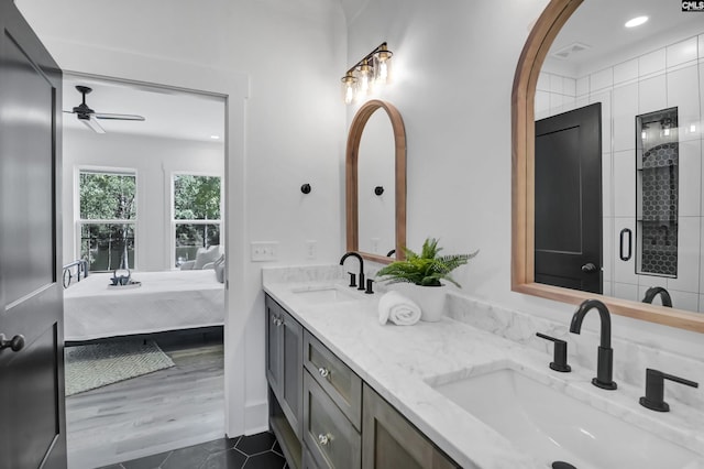 387 Bedford Way, Prosperity, SC 29127 - bathroom with vanity, tile patterned floors, and ceiling fan