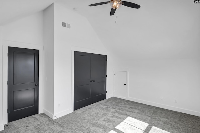 387 Bedford Way, Prosperity, SC 29127 - unfurnished bedroom featuring lofted ceiling, carpet floors, and ceiling fan