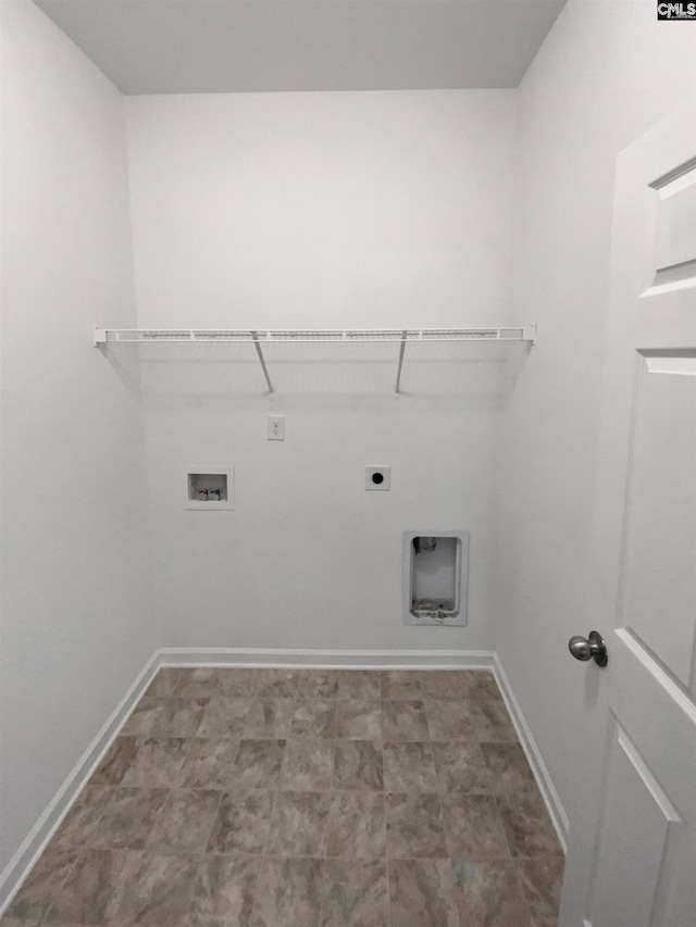 clothes washing area with hookup for a washing machine and hookup for an electric dryer