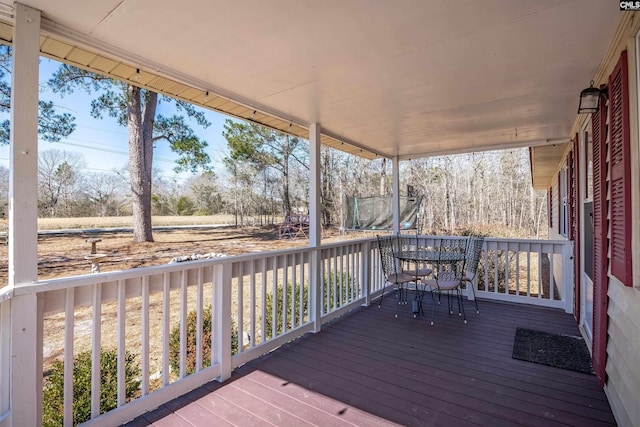 deck featuring a trampoline