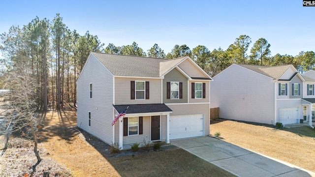 view of front facade with a garage