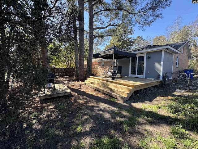 view of yard with a deck