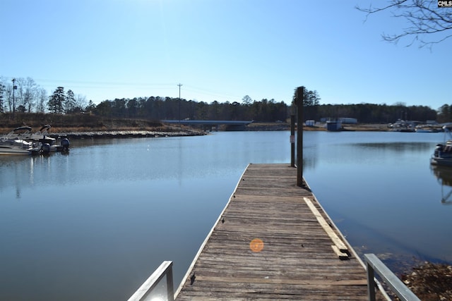 dock area featuring a water view