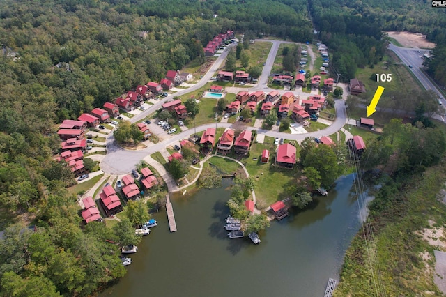 bird's eye view featuring a water view