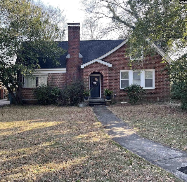 view of front of home featuring a front yard