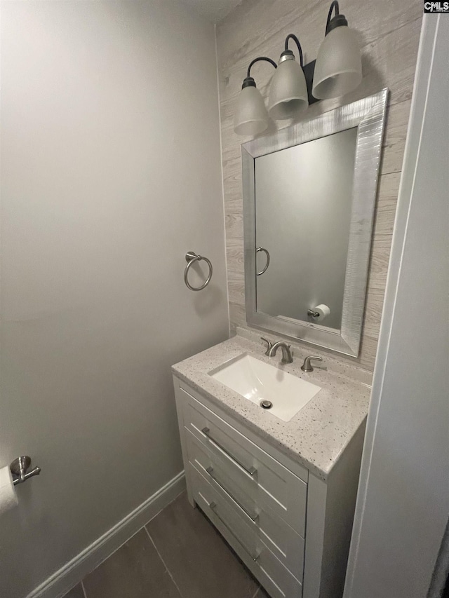 bathroom with vanity and tile patterned floors