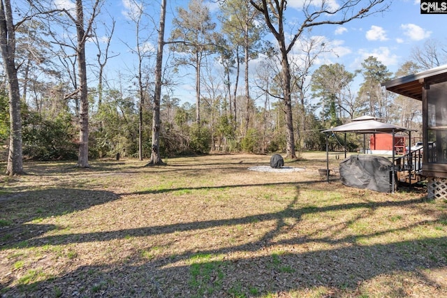 view of yard with a gazebo